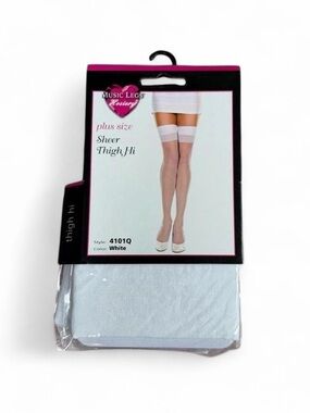 Y2K Deadstock 2000s sheer white nylon thigh high tights